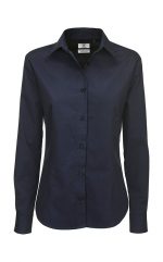 B&Q-Ladies-Sharp-Twill-Long-Sleeve-Shirt-Navy-Blue