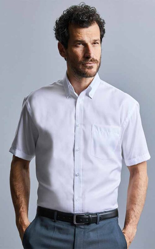 Ανδρικο βαμβακερο πουκαμισο Russell Mens Ultimate Non iron εργασιας R957M0 white