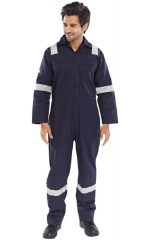 Βραδυκαυστη ολοσωμη φορμα CLICK Boilersuit Nordic Design με ανακλαστικες ταινιες navy blue